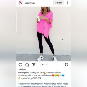 NOC loose fit color block tunic poncho light sweater look